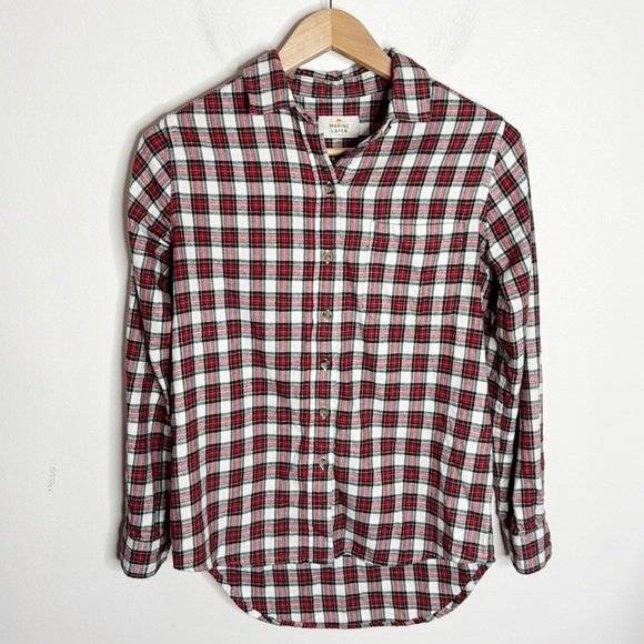 Marine layer Kendall Organic Cotton Button Down in Red Plaid size XS - Picture 1 of 10